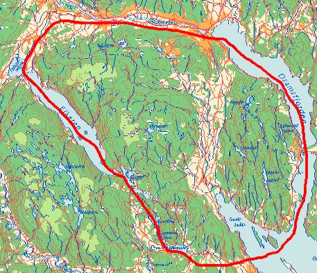 Kart over Elgregion Drammen Sr